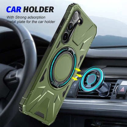 For Samsung Galaxy S25+ 5G MagSafe Magnetic Shockproof Phone Case with Ring Holder(Dark Green) - Galaxy S25+ 5G Cases by PMC Jewellery | Online Shopping South Africa | PMC Jewellery | Buy Now Pay Later Mobicred