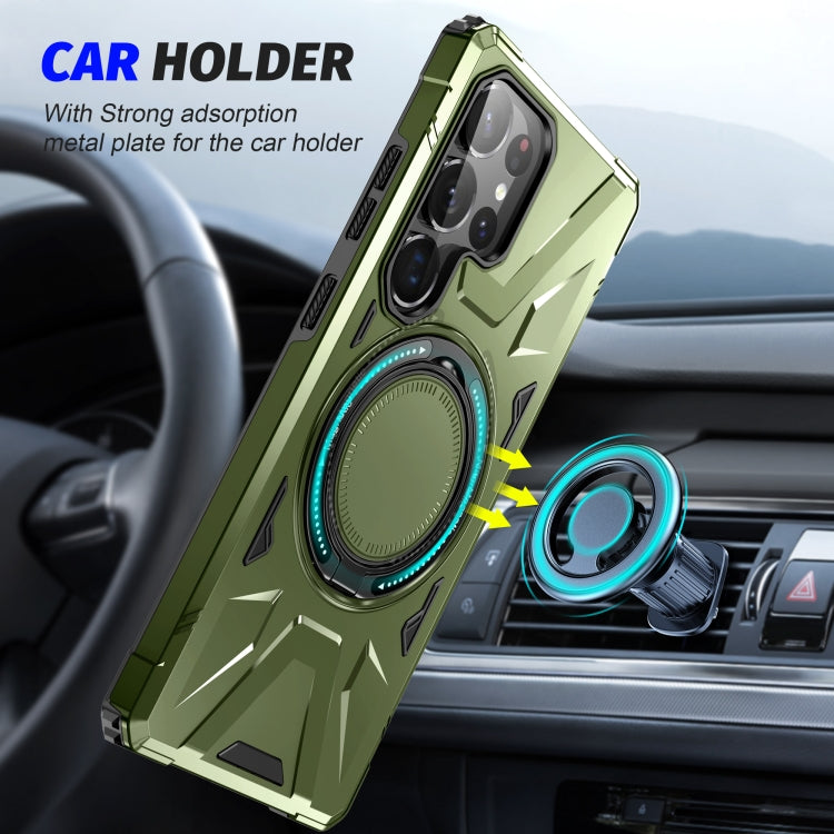 For Samsung Galaxy S25 Ultra 5G MagSafe Magnetic Shockproof Phone Case with Ring Holder(Dark Green) - Galaxy S25 Ultra 5G Cases by PMC Jewellery | Online Shopping South Africa | PMC Jewellery | Buy Now Pay Later Mobicred