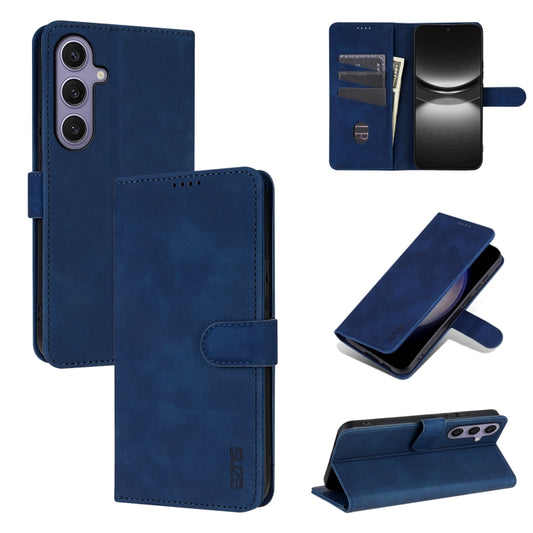 For Samsung Galaxy S25 5G AZNS Skin Feel Calf Texture Flip Leather Phone Case(Blue) - Galaxy S25 5G Cases by AZNS | Online Shopping South Africa | PMC Jewellery | Buy Now Pay Later Mobicred