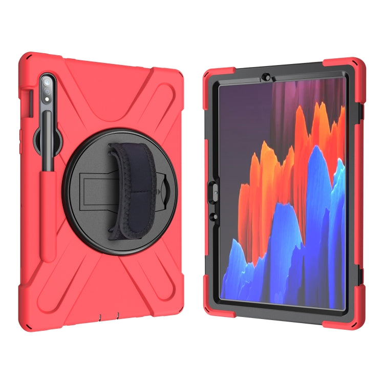 For Samsung Galaxy Tab S9 / Galaxy Tab S8 / Galaxy Tab S7 (2020) T870 Shockproof Colorful Silicone + PC Protective Case with Holder & Shoulder Strap & Hand Strap & Pen Slot(Red) - Galaxy Tab S8 Cases by PMC Jewellery | Online Shopping South Africa | PMC Jewellery | Buy Now Pay Later Mobicred