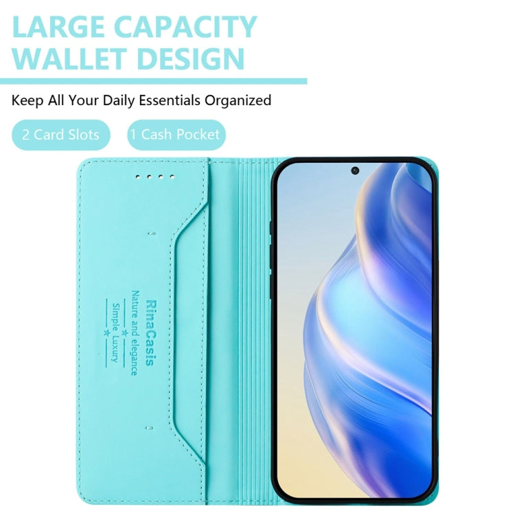 For Huawei Pura 70 Pro / Pura 70 Pro+ RC01 Dual-Folded Magnetic Suction RFID Leather Phone Case(Mint Green) - Huawei Cases by PMC Jewellery | Online Shopping South Africa | PMC Jewellery | Buy Now Pay Later Mobicred