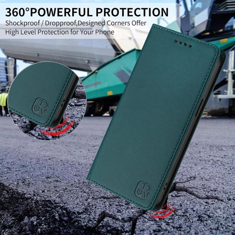 For Huawei Pura 70 Pro / Pura 70 Pro+ RC01 Dual-Folded Magnetic Suction RFID Leather Phone Case(Dark Green) - Huawei Cases by PMC Jewellery | Online Shopping South Africa | PMC Jewellery | Buy Now Pay Later Mobicred