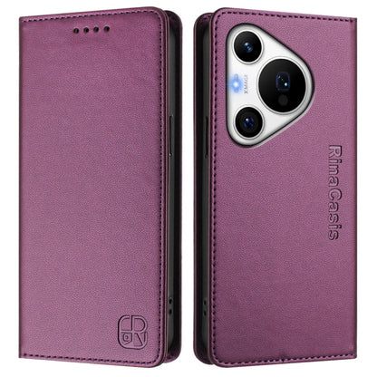 For Huawei Pura 70 Pro / Pura 70 Pro+ RC01 Dual-Folded Magnetic Suction RFID Leather Phone Case(Violet) - Huawei Cases by PMC Jewellery | Online Shopping South Africa | PMC Jewellery | Buy Now Pay Later Mobicred