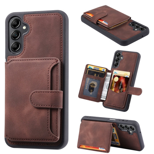 For Samsung Galaxy S25 5G Skin Feel Dream RFID Anti-theft PU Card Bag Phone Case(Coffee) - Galaxy S25 5G Cases by PMC Jewellery | Online Shopping South Africa | PMC Jewellery | Buy Now Pay Later Mobicred