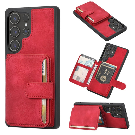 For Samsung Galaxy S25 Ultra 5G Skin Feel Dream RFID Anti-theft PU Card Bag Phone Case(Red) - Galaxy S25 Ultra 5G Cases by PMC Jewellery | Online Shopping South Africa | PMC Jewellery | Buy Now Pay Later Mobicred