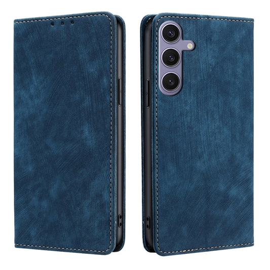 For Samsung Galaxy S25+ 5G RFID Anti-theft Brush Magnetic Leather Phone Case(Blue) - Galaxy S25+ 5G Cases by PMC Jewellery | Online Shopping South Africa | PMC Jewellery | Buy Now Pay Later Mobicred