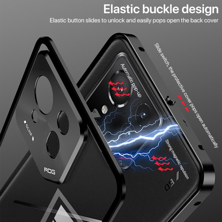 For  ASUS ROG Phone 9 Pro Snap Buckle Metal Frame Glass Back Panel Phone Case(Grey) - ASUS Cases by PMC TechLife | Online Shopping South Africa | PMC TechLife | Buy Now Pay Later Mobicred
