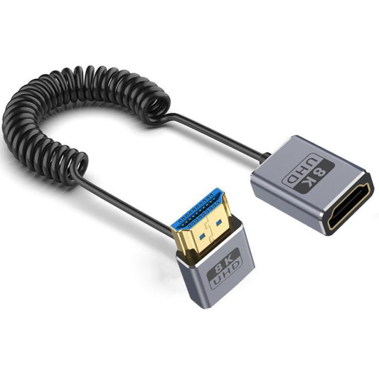 0.7m Coiled Coaxial 8K 48Gbps HDMI 2.1 Cable, Port:Male to Female Down Elbow - Cable by PMC Jewellery | Online Shopping South Africa | PMC Jewellery | Buy Now Pay Later Mobicred