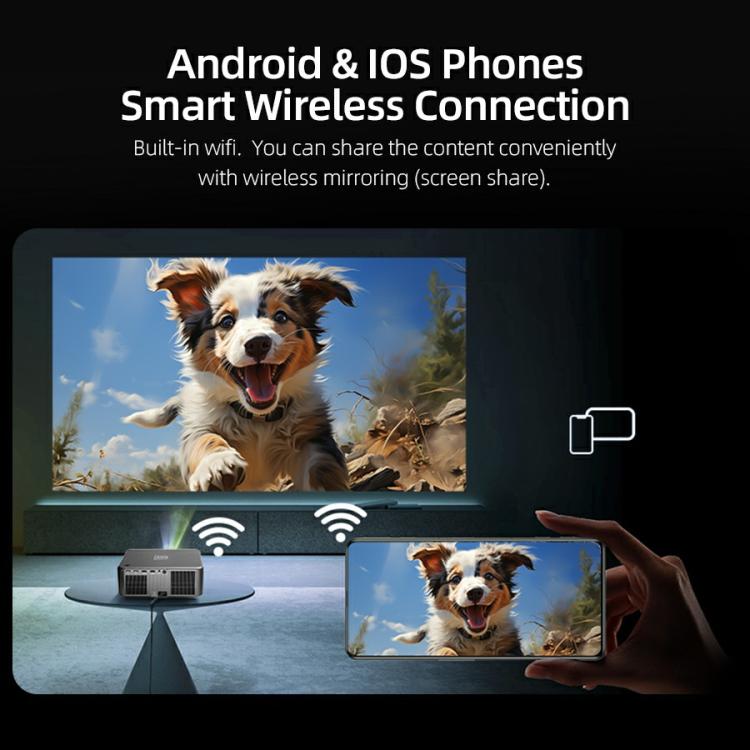 AUN U002 1920x1080P 970ANSI Android 12 Home Theater Smart Projector, UK Plug(Dark Grey) - LED Projector by AUN | Online Shopping South Africa | PMc TechLife | Buy Now Pay Later Mobicred