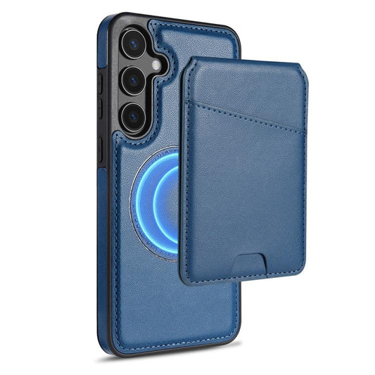 For Samsung Galaxy S25 5G Skin Feel Detachable Card Bag Magsafe Phone Case(Blue) - Galaxy S25 5G Cases by PMC Jewellery | Online Shopping South Africa | PMC Jewellery | Buy Now Pay Later Mobicred