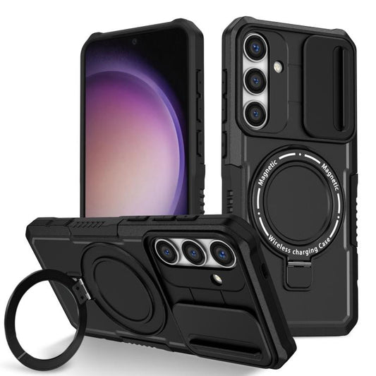 For Samsung Galaxy S25+ 5G Sliding Camshield MagSafe Holder TPU Hybrid PC Phone Case(Black) - Galaxy S25+ 5G Cases by PMC Jewellery | Online Shopping South Africa | PMC Jewellery | Buy Now Pay Later Mobicred