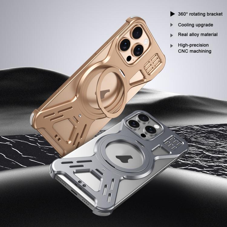 For iPhone 16 Pro Armor 360 Holder Frameless Alloy MagSafe Phone Case(Space Gray) - iPhone 16 Pro Cases by PMc TechLife | Online Shopping South Africa | PMc TechLife | Buy Now Pay Later Mobicred