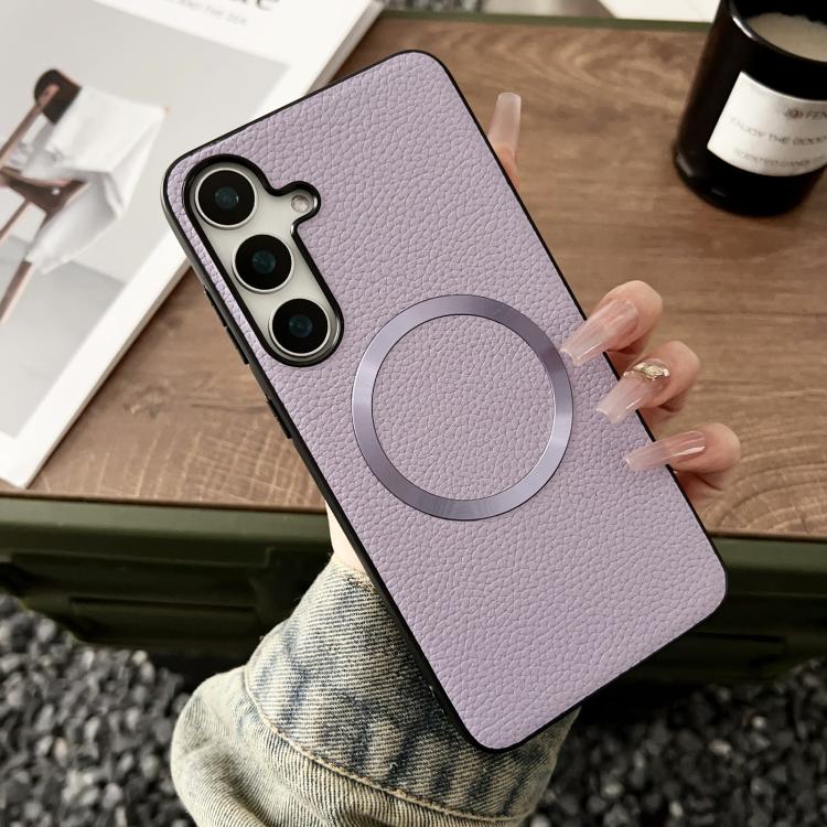 For Samsung Galaxy S25+ 5G CD Magsafe Magnetic Litchi Texture Phone Case(Purple) - Galaxy S25+ 5G Cases by PMC Jewellery | Online Shopping South Africa | PMC Jewellery | Buy Now Pay Later Mobicred