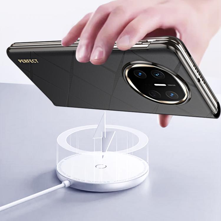 For Huawei Mate X3 Plain Leather Embossed MagSafe Magnetic Phone Leather Case(Black) - free shipping - PMC TechLife - Order now!