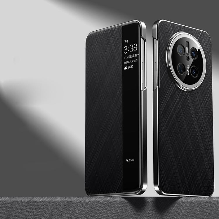 For Huawei Mate 70 Smart View Window Plain Leather Paint PC Phone Case(Black) - Huawei Cases by PMC TechLife | Online Shopping South Africa | PMC TechLife | Buy Now Pay Later Mobicred