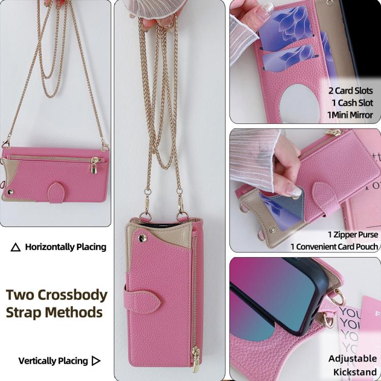 For Google Pixel 6a Crossbody Chain Fishtail Litchi Leather Phone Case(Pink) - Google Cases by PMC TechLife | Online Shopping South Africa | PMC TechLife | Buy Now Pay Later Mobicred