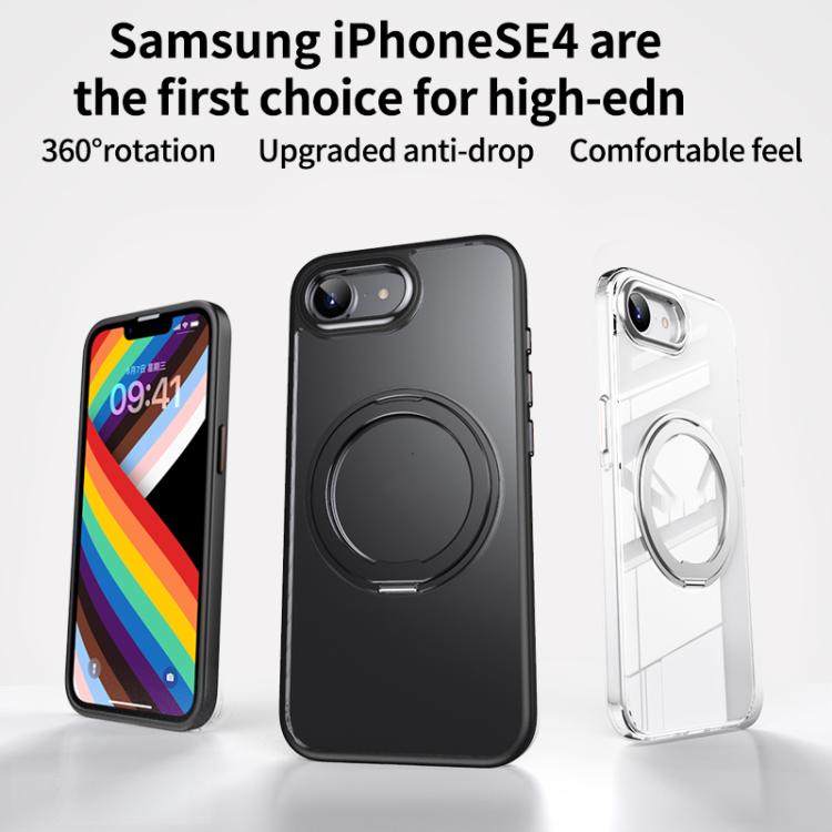 For iPhone 16e Frosted 360 Degree MagSafe Magnetic Holder Phone Case(Grey) - iPhone 16e Cases by PMC TechLife | Online Shopping South Africa | PMC TechLife | Buy Now Pay Later Mobicred