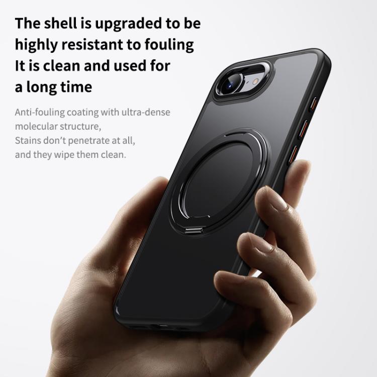 For iPhone 16e Frosted 360 Degree MagSafe Magnetic Holder Phone Case(Grey) - iPhone 16e Cases by PMC TechLife | Online Shopping South Africa | PMC TechLife | Buy Now Pay Later Mobicred