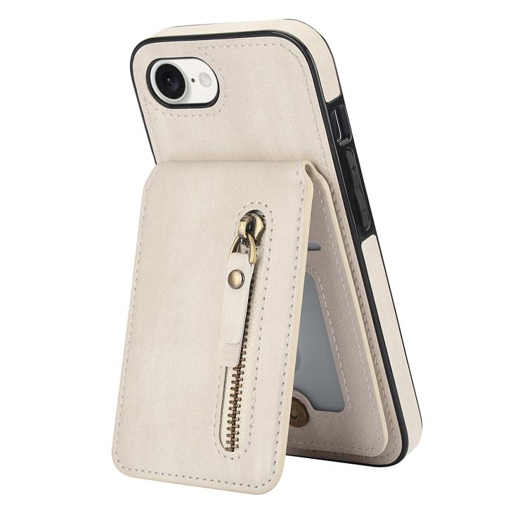 For iPhone 16e Zipper Wallet Split MagSafe Leather Back Phone Case(White) - iPhone 16e Cases by PMC TechLife | Online Shopping South Africa | PMC TechLife | Buy Now Pay Later Mobicred