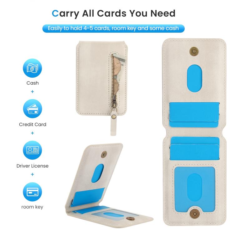 For iPhone 16e Zipper Wallet Split MagSafe Leather Back Phone Case(White) - iPhone 16e Cases by PMC TechLife | Online Shopping South Africa | PMC TechLife | Buy Now Pay Later Mobicred