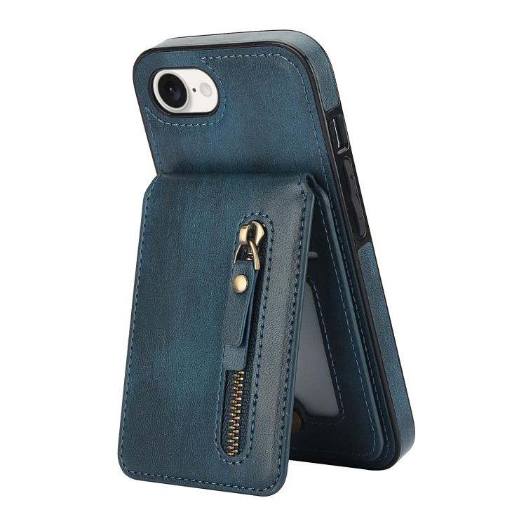 For iPhone 16e Zipper Wallet Split MagSafe Leather Back Phone Case(Blue) - iPhone 16e Cases by PMC TechLife | Online Shopping South Africa | PMC TechLife | Buy Now Pay Later Mobicred