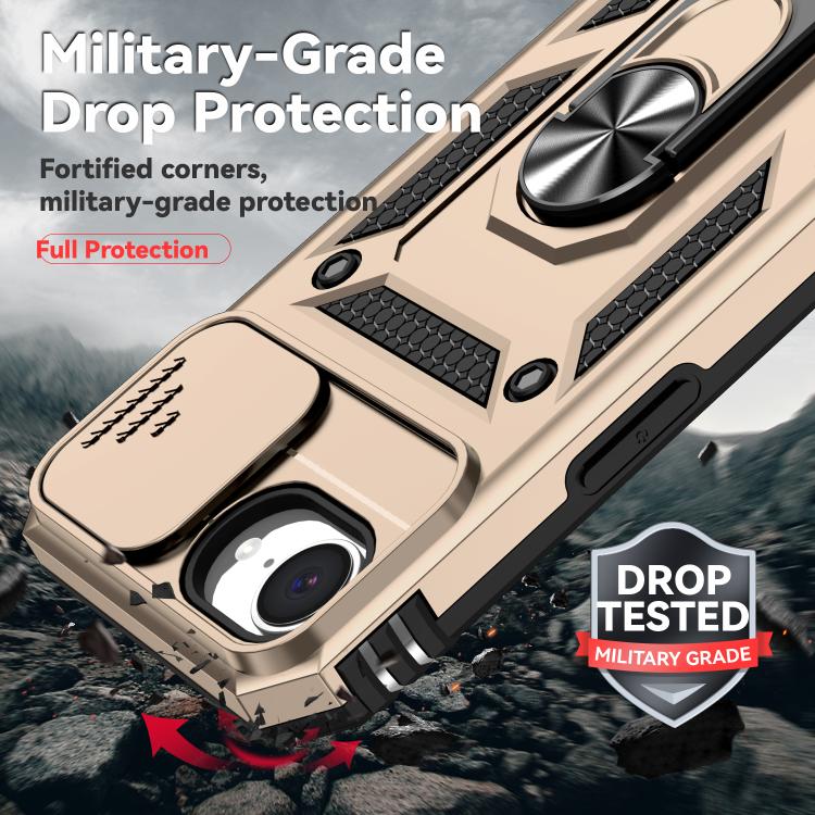 For iPhone 16e Sliding Camshield Holder Phone Case(Gold) - iPhone 16e Cases by PMC TechLife | Online Shopping South Africa | PMC TechLife | Buy Now Pay Later Mobicred