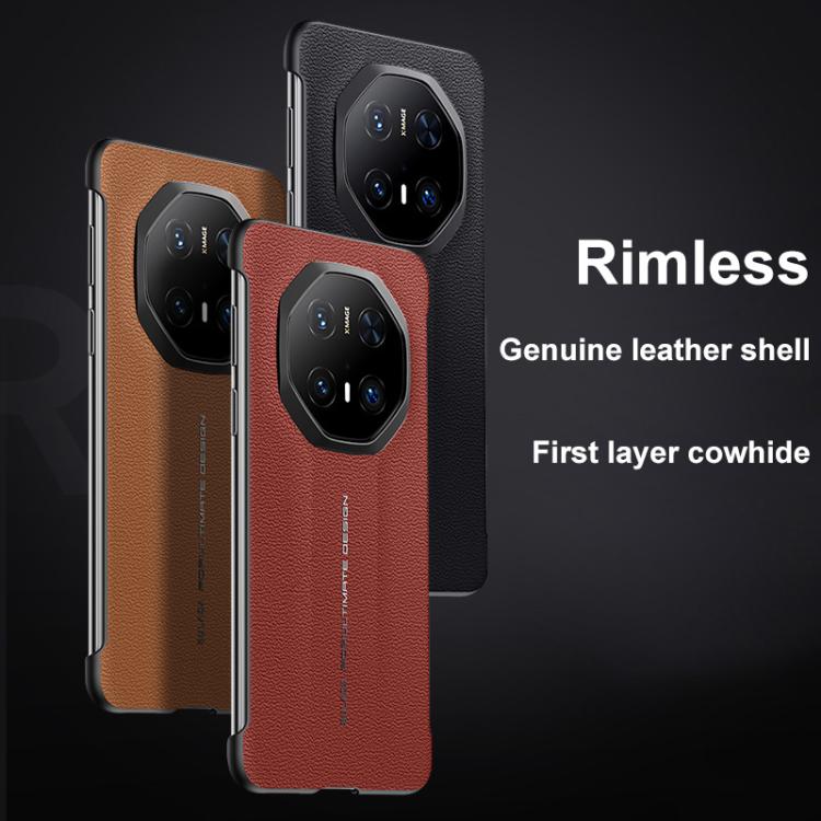 For Huawei Mate 60 RS Ultimate SULADA Frameless Top Layer Cowhide Leather Hybrid PC Phone Case(Red) - Huawei Cases by SULADA | Online Shopping South Africa | PMC TechLife | Buy Now Pay Later Mobicred
