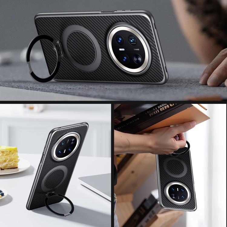 For Huawei Mate 70 SULADA Kevlar Texture MagSafe Magnetic Holder Phone Case(Black) - free shipping - PMC TechLife - Order now!