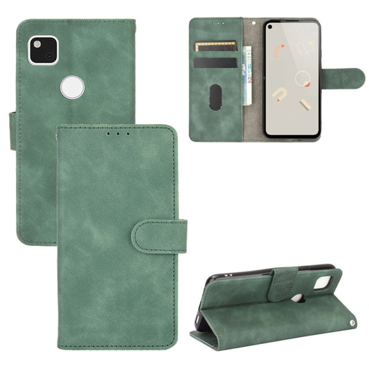 For Google Pixel 4a Solid Color Skin Feel Magnetic Buckle Horizontal Flip Calf Texture PU Leather Case with Holder & Card Slots & Wallet(Green) - Google Cases by PMC Jewellery | Online Shopping South Africa | PMC Jewellery