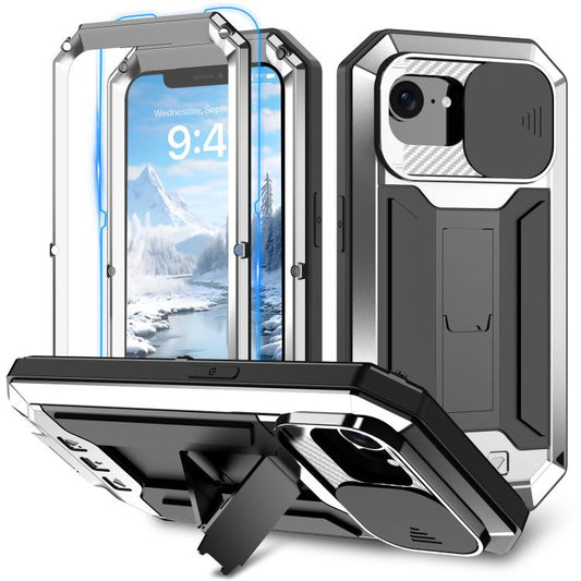 For iPhone 16e Sliding Camera IP68 Waterproof Holder Phone Case(Silver) - iPhone 16e Cases by PMC Jewellery | Online Shopping South Africa | PMC Jewellery | Buy Now Pay Later Mobicred