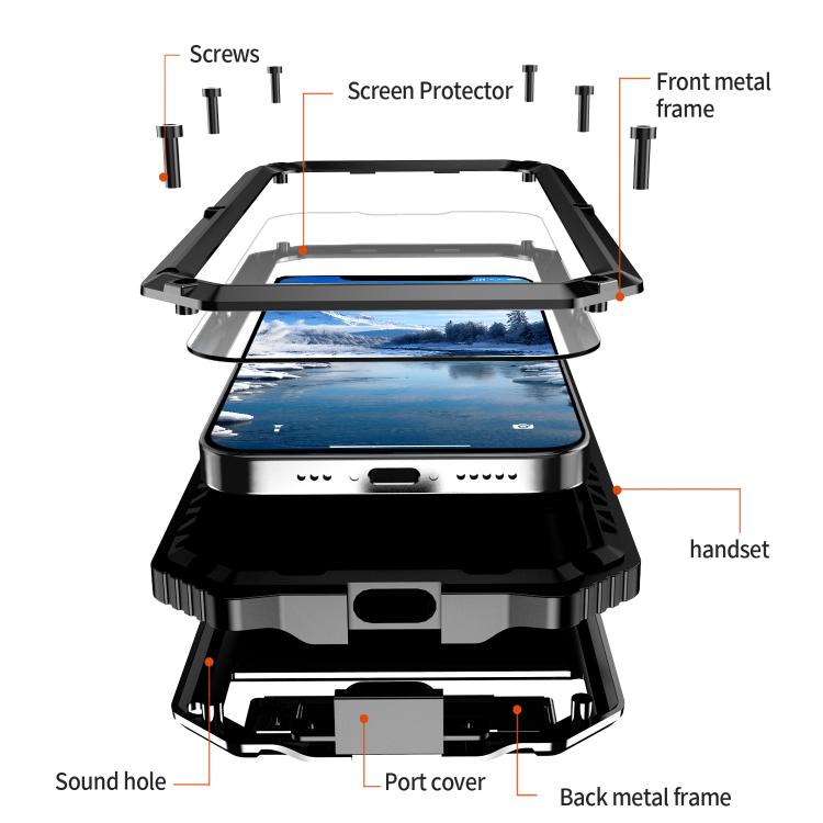 For iPhone 16e IP68 Waterproof Dustproof Shockproof Holder Phone Case(Black) - iPhone 16e Cases by PMC TechLife | Online Shopping South Africa | PMC TechLife | Buy Now Pay Later Mobicred