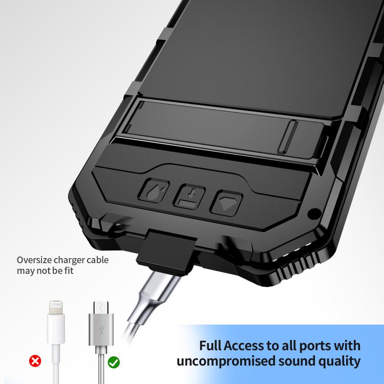 For iPhone 16e IP68 Waterproof Dustproof Shockproof Holder Phone Case(Black) - iPhone 16e Cases by PMC TechLife | Online Shopping South Africa | PMC TechLife | Buy Now Pay Later Mobicred