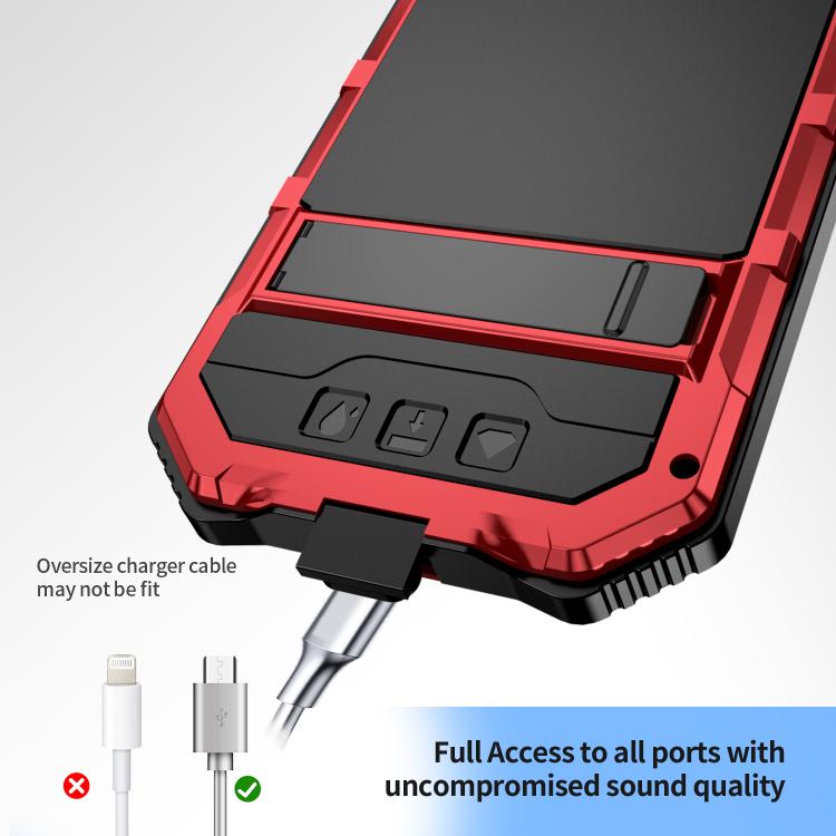 For iPhone 16e IP68 Waterproof Dustproof Shockproof Holder Phone Case(Red) - iPhone 16e Cases by PMC TechLife | Online Shopping South Africa | PMC TechLife | Buy Now Pay Later Mobicred