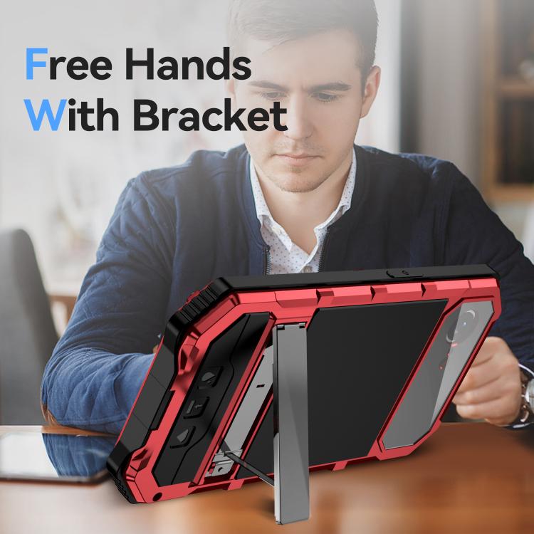 For iPhone 16e IP68 Waterproof Dustproof Shockproof Holder Phone Case(Red) - iPhone 16e Cases by PMC TechLife | Online Shopping South Africa | PMC TechLife | Buy Now Pay Later Mobicred