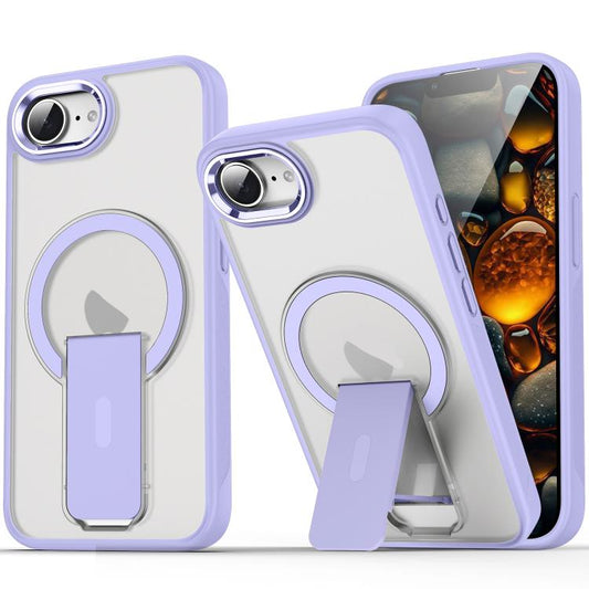 For iPhone 16e Acrylic Hybrid TPU MagSafe Holder Phone Case(Lavender Purple) - iPhone 16e Cases by PMC Jewellery | Online Shopping South Africa | PMC Jewellery | Buy Now Pay Later Mobicred