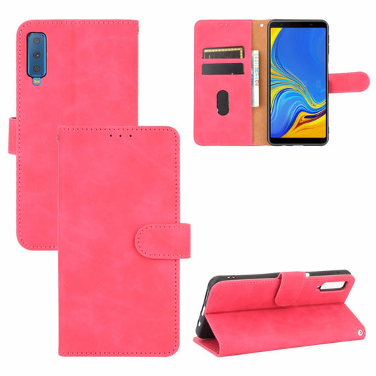 For Samsung Galaxy A7 (2018) Solid Color Skin Feel Magnetic Buckle Horizontal Flip Calf Texture PU Leather Case with Holder & Card Slots & Wallet(Rose Red) - Galaxy Phone Cases by PMC Jewellery | Online Shopping South Africa | PMC Jewellery