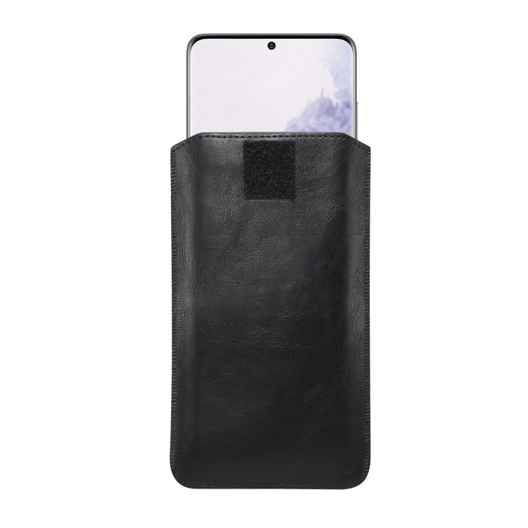 Ultra-thin Simple Drawstring  Horizontal Plate Hanging Waist Phone Waist Pack Leather Case, Suitable for 6.7-6.9 inch Smartphones(Black) - Universal Leather Case by PMC Jewellery | Online Shopping South Africa | PMC Jewellery | Buy Now Pay Later Mobicred