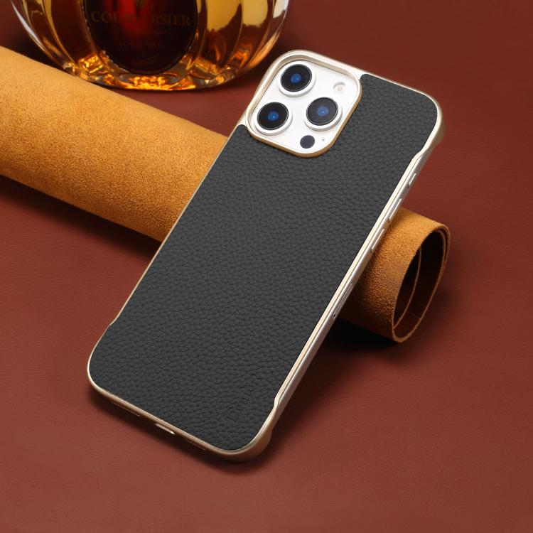 For iPhone 15 Denior A20 Genuine Leather Litchi Texture MagSafe Frameless Phone Case(Black) - free shipping - PMc TechLife - Order now!