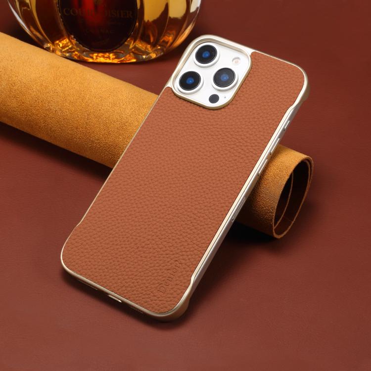For iPhone 16 Denior A20 Genuine Leather Litchi Texture MagSafe Frameless Phone Case(Brown) - free shipping - PMc TechLife - Order now!