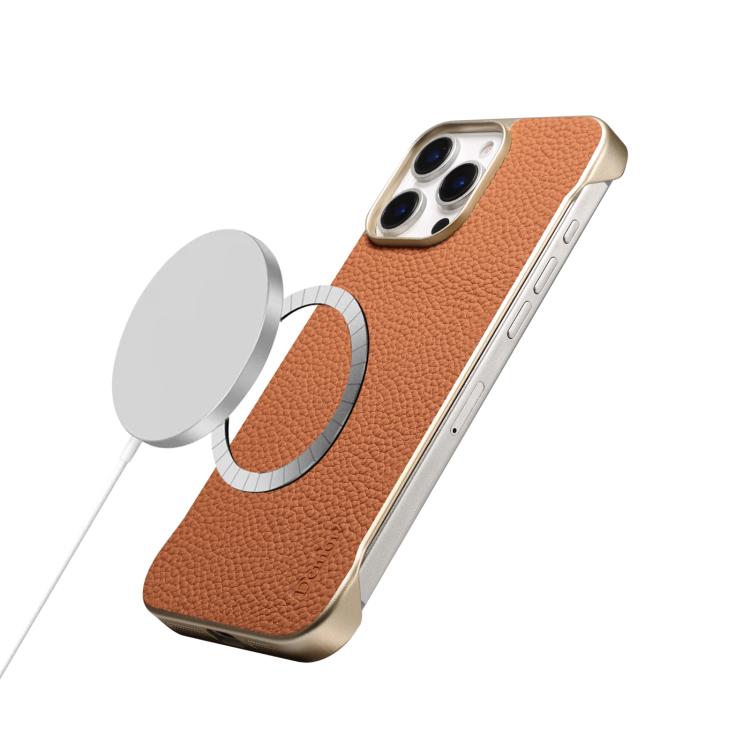 For iPhone 16 Denior A20 Genuine Leather Litchi Texture MagSafe Frameless Phone Case(Brown) - free shipping - PMc TechLife - Order now!