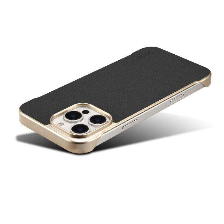 For iPhone 16 Pro Max Denior A20 Genuine Leather Litchi Texture MagSafe Frameless Phone Case(Black) - free shipping - PMc TechLife - Order now!