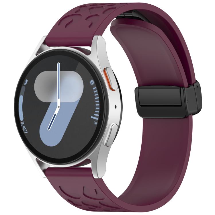 22mm Kalebol Universal Leopard Print Magnetic Folding Buckle Silicone Strap(Wine Red) - 22mm Bands by Kalebol | Online Shopping South Africa | PMc TechLife | Buy Now Pay Later Mobicred