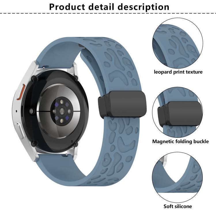 18mm Kalebol Universal Leopard Print Magnetic Folding Buckle Silicone Strap(Black) - 22mm Bands by Kalebol | Online Shopping South Africa | PMc TechLife | Buy Now Pay Later Mobicred