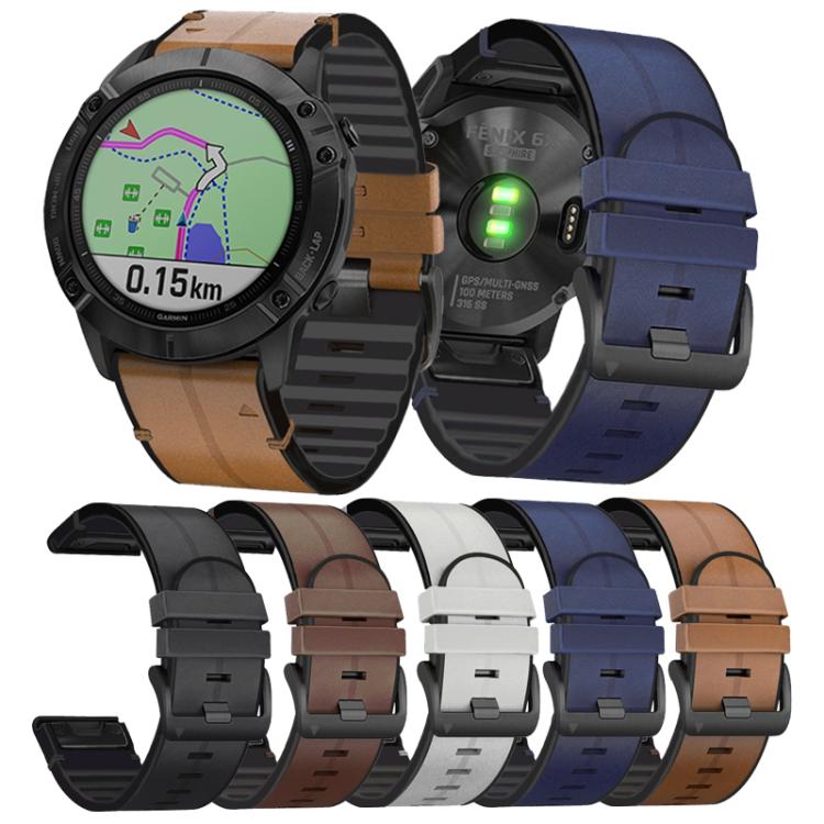 For Garmin QuickFit 22mm Kalebol Quick Release Silicone Leather Watch Band(Black) - free shipping - PMc TechLife - Order now!