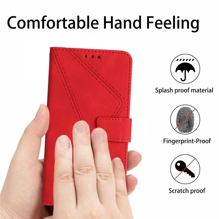 For Tecno Spark 40 4G Stitching Embossed Leather Phone Case(Red) - free shipping - PMC TechLife - Order now!
