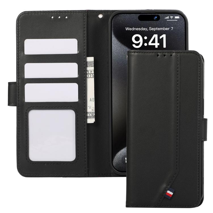 For iPhone 17 Pro ABEEL Delicate Texture Splicing RFID Leather Phone Case(Black) - free shipping - PMc TechLife - Order now!