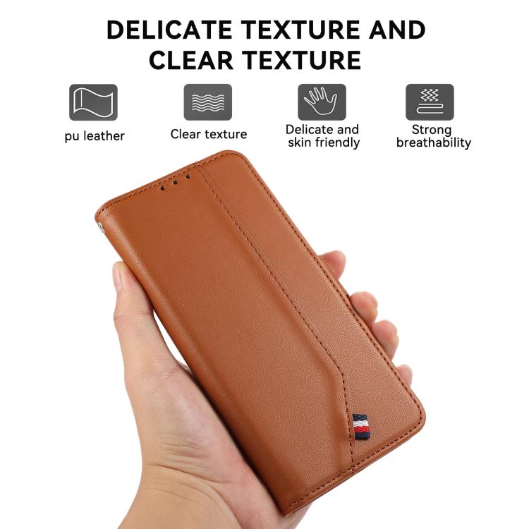 For iPhone 17 Pro ABEEL Delicate Texture Splicing RFID Leather Phone Case(Brown) - free shipping - PMc TechLife - Order now!