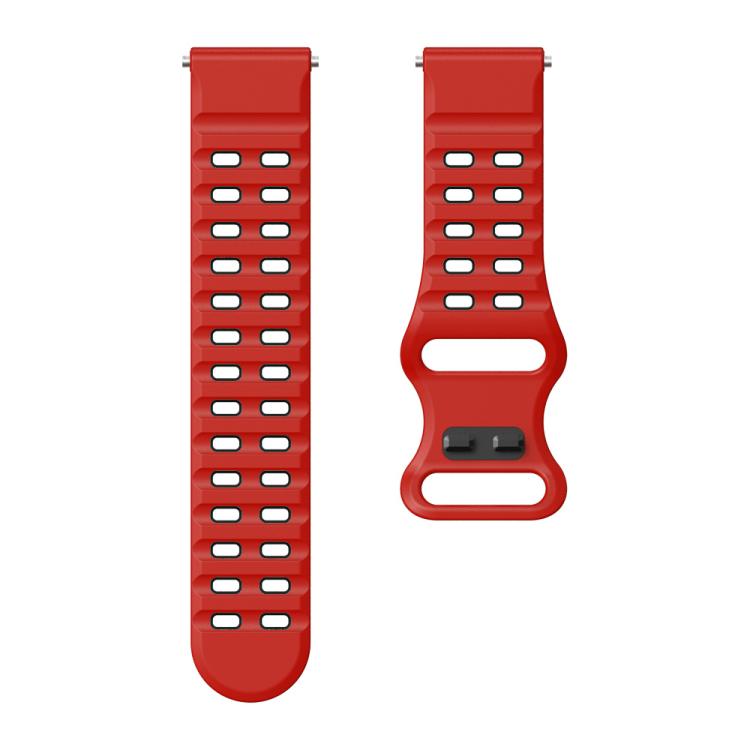 22mm Double-row Hole Studded Buckle Silicone Watch Band(Red Black) - free shipping - PMc TechLife - Order now!