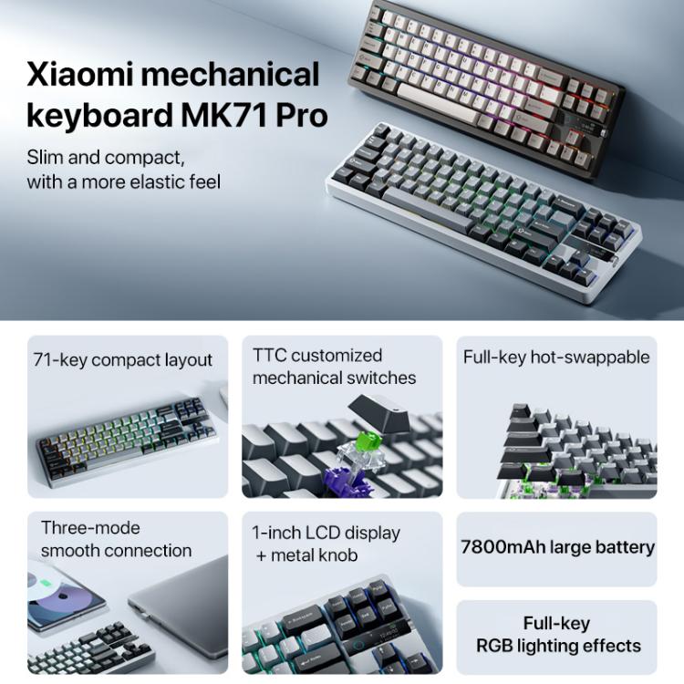 Xiaomi Mechanical Keyboard MK71 Pro Wired / 2.4G / Bluetooth Triple Mode Gaming Keyboard(Glacier) - free shipping - PMc TechLife - Order now!