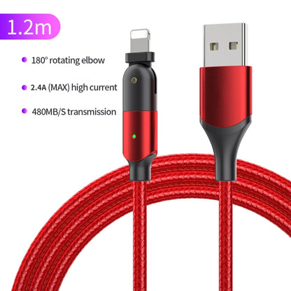 FXCL-WY09 2.4A USB to 8 Pin 180 Degree Rotating Elbow Charging Cable, Length:1.2m(Red) - Normal Style Cable by PMC Jewellery | Online Shopping South Africa | PMC Jewellery | Buy Now Pay Later Mobicred